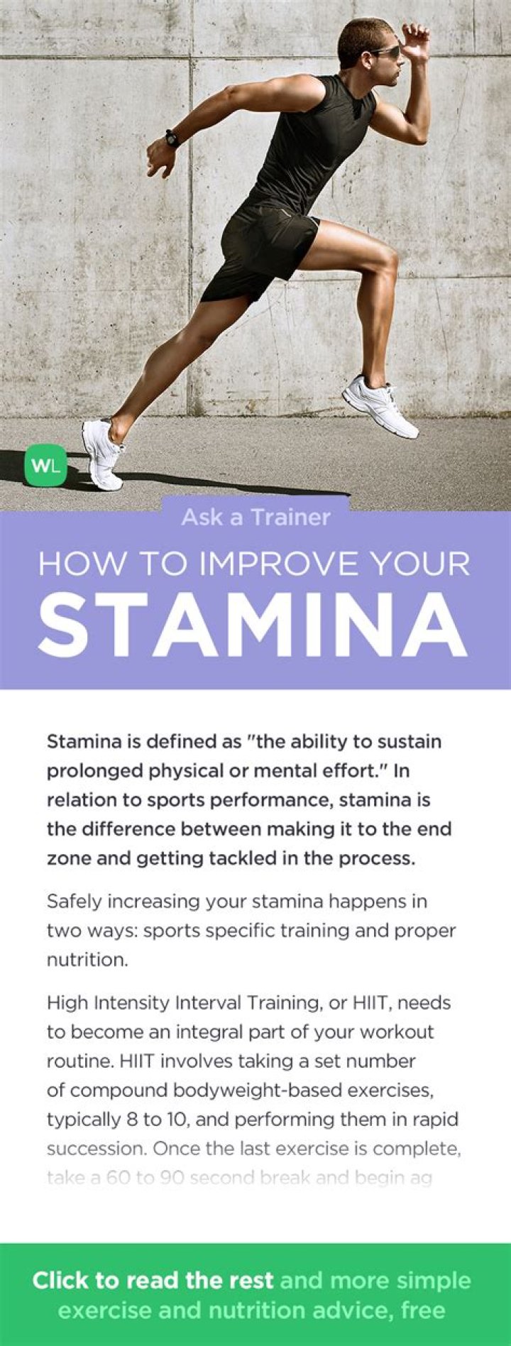 How do I increase my stamina for golf?