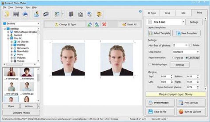 How do I print a 2x2 picture in Windows 10?