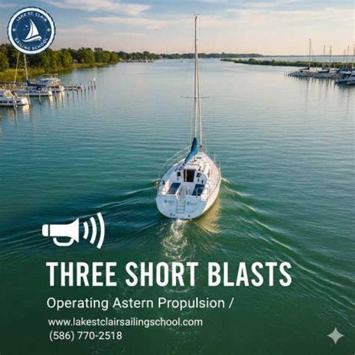 What does 3 short blasts from a boat mean?