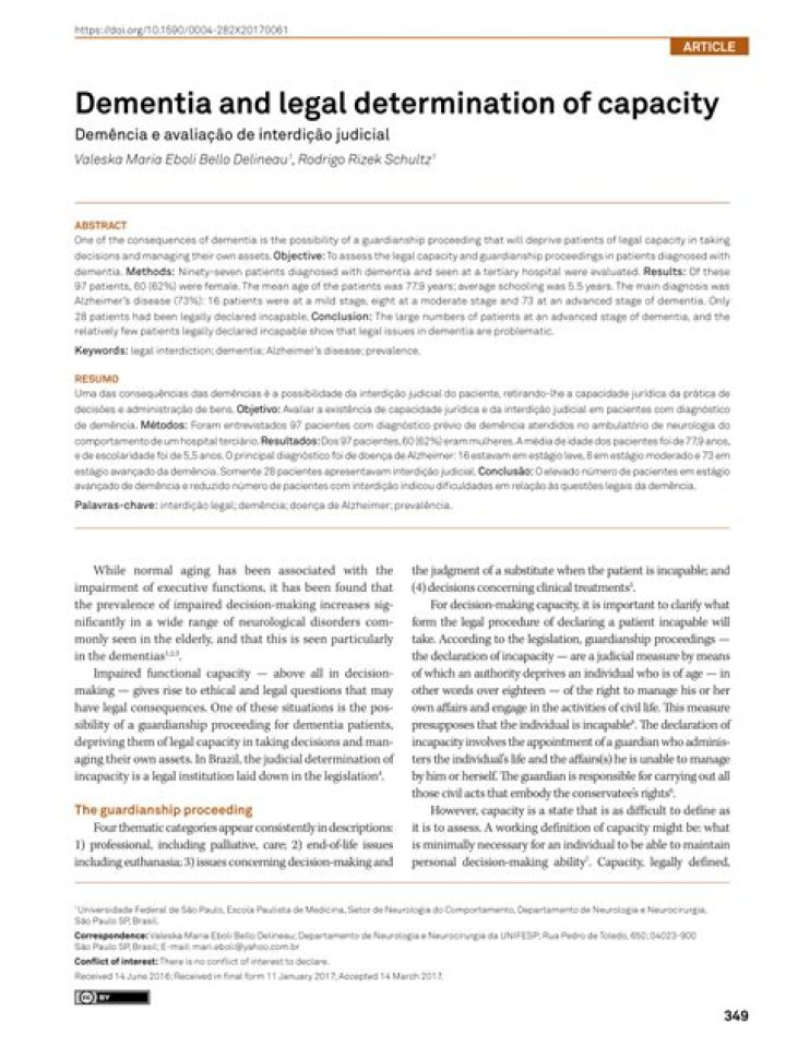 What is legal capacity with dementia?