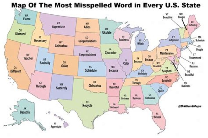What was the most misspelled word in the United States in the last year?