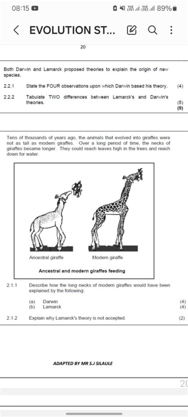 What were Lamarck's two theories?